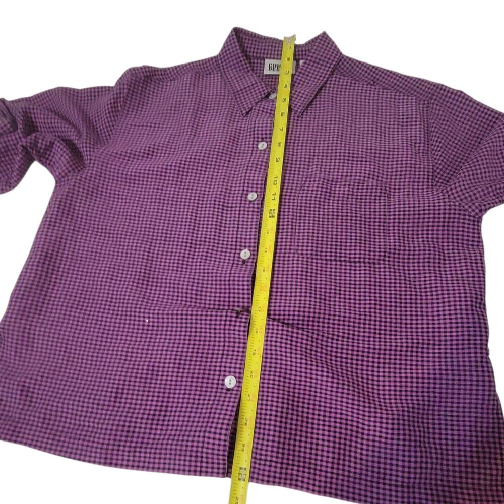 Chicos Design Purple Black Checked Gingham100% Silk Button-Up Shirt Sz 1 M - Picture 6 of 16